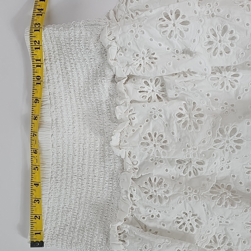 Michael Michael Kors Eyelet Cotton Lace Mini Skirt Smock White Tiered Ruffle XS - Picture 8 of 9
